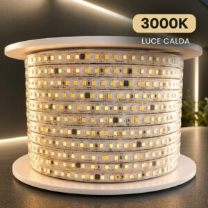 Striscia Led Rotolo da 100 metri 220V - 120 LED/mt 3000K Luce Calda 12W/mt
