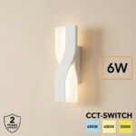 Applique LED da Parete Moderno 6W con Cambio Colore Luce CCT (3000K - 4000K - 6500K) - Design a Spirale - BIANCO