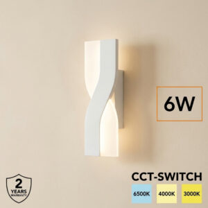 Applique LED da Parete Moderno 6W con Cambio Colore Luce CCT (3000K - 4000K - 6500K) - Design a Spirale - BIANCO
