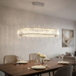 Lampadario LED A Sospensione Ovale In Cristallo 50W Dimmerabile – 80x30cm