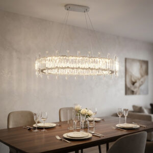 Lampadario LED A Sospensione Ovale In Cristallo 50W Dimmerabile – 80x30cm