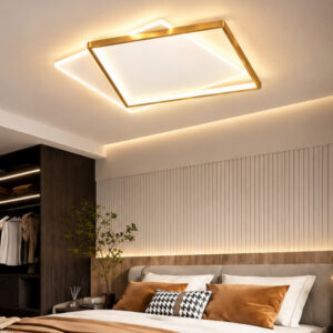 Plafoniera LED moderna Quadrata bianca e oro 72W – Telecomando e App – 3000K/4000K/6500K